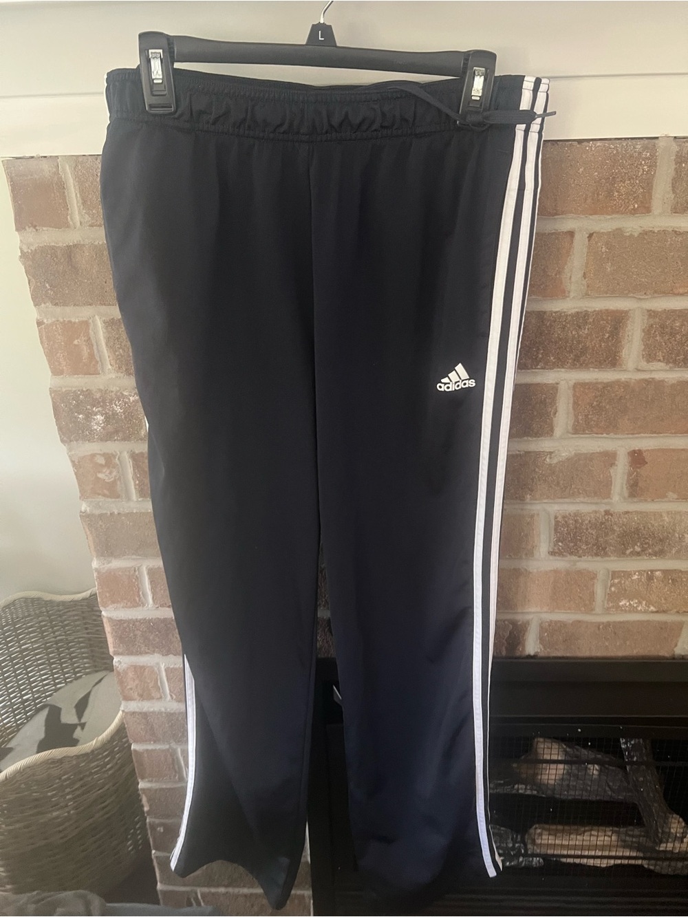 adidas Black Track Pants with White Side Stripes